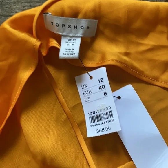 Topshop NWT Gold Orange Cowl Satin Slip On Midi Dress Size 8 - Picture 8 of 13